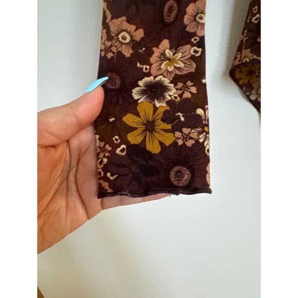 Aritzia Wilfred Moscato Longsleeve Brown Floral XS Whimsigoth Dark Romantic - Picture 4 of 5